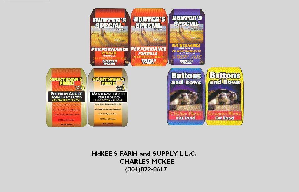 dog food bags from McKee's Farm and Supply in Rio, WV 26755